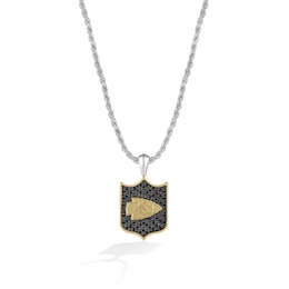 True Fans Kansas City Chiefs 3/8 CT. T.W. Black Diamond and Enamel Reversible Shield Necklace in 10K Yellow Gold & Sterling Silver