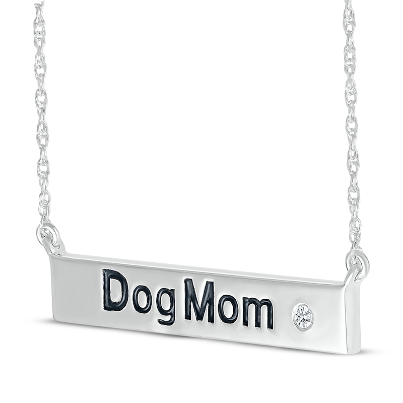 Main Image 2 of Diamond Accent &quot;Dog Mom&quot; Bar Necklace Sterling Silver 18&quot;