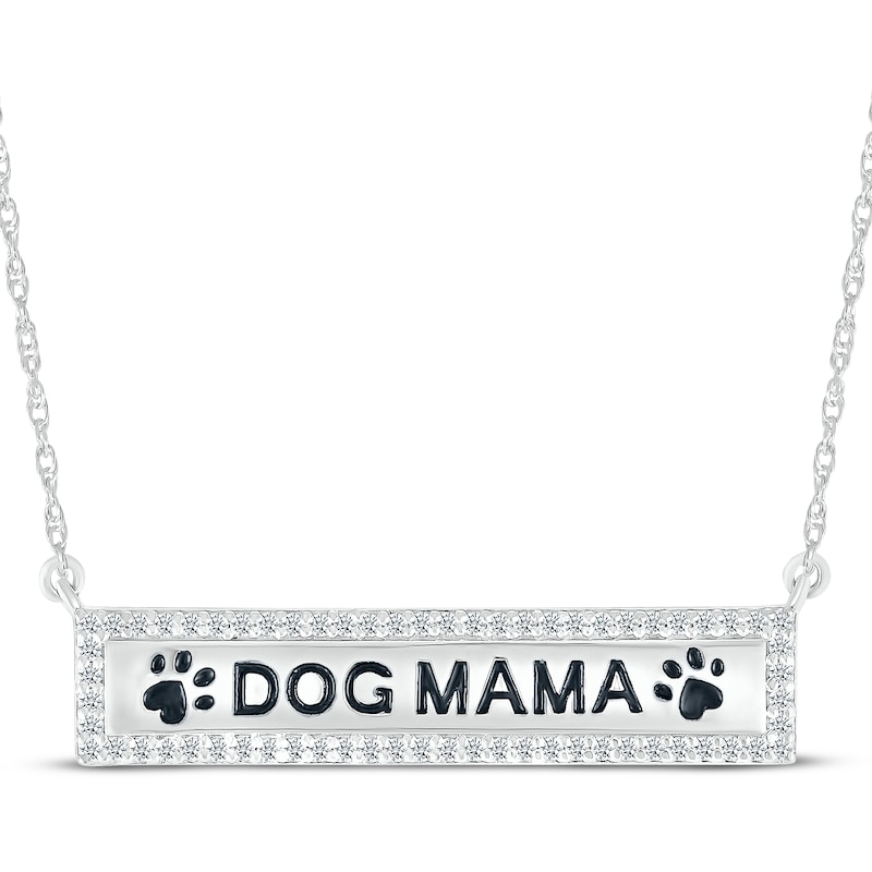 Main Image 1 of Diamond &quot;Dog Mama&quot; Bar Necklace 1/10 ct tw Sterling Silver 18&quot;