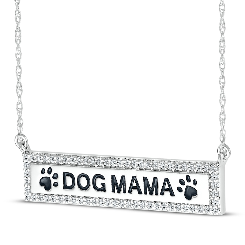 Main Image 2 of Diamond &quot;Dog Mama&quot; Bar Necklace 1/10 ct tw Sterling Silver 18&quot;