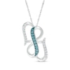 Thumbnail Image 0 of Blue & White Diamond Double Heart Vertical Necklace 1/8 ct tw Sterling Silver 18"