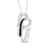 Thumbnail Image 2 of Black & White Diamond Double Heart Vertical Necklace 1/8 ct tw Sterling Silver 18&quot;