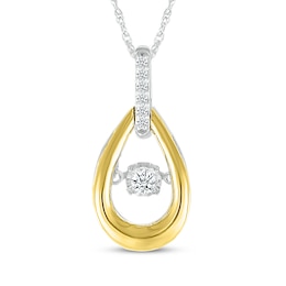 Unstoppable Love Diamond Teardrop Necklace 1/10 ct tw Sterling Silver & 10K Yellow Gold 18&quot;