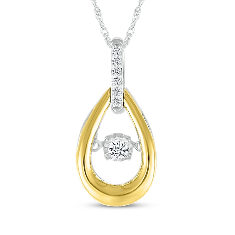 Main Image 1 of Unstoppable Love Diamond Teardrop Necklace 1/10 ct tw Sterling Silver & 10K Yellow Gold 18&quot;