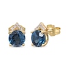 Thumbnail Image 1 of London Blue Topaz & Diamond Stud Earrings 1/20 ct tw 10K Yellow Gold