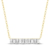 Thumbnail Image 1 of Baguette & Round-Cut Diamond Bar Necklace 1/4 ct tw 10K Yellow Gold 17.5&quot;