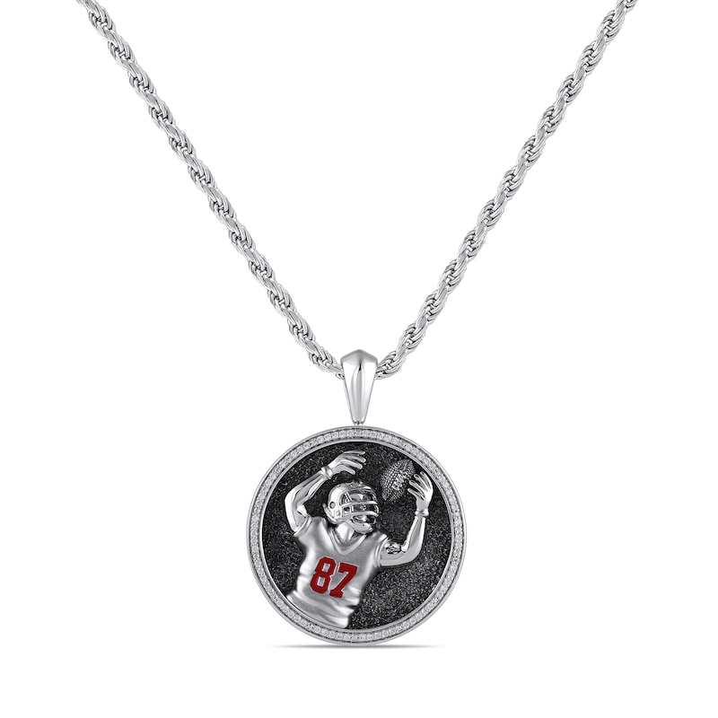 Main Image 1 of True Fans Player's Association Sterling Silver Pendant showcasing Travis Kelce of the Kansas City Chiefs