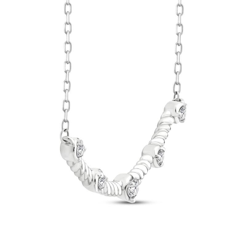 Threads of Love Diamond Station Smile Necklace 1/6 ct tw 10K White Gold 19.75"