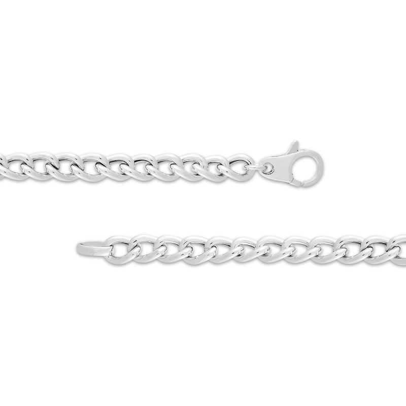 Hollow Puffy Graduating Curb Chain Necklace Sterling Silver 17.75"