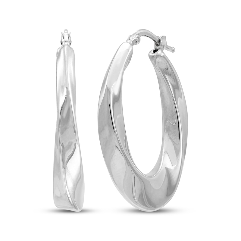 Main Image 1 of Twist Tube Hoop Earrings Sterling Silver