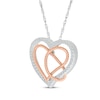 Thumbnail Image 1 of Diamond Heart & Rope Lasso Necklace 1/4 ct tw Sterling Silver & 10K Rose Gold  18"