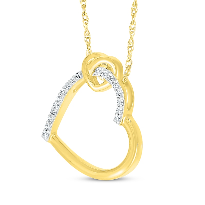 Main Image 2 of Diamond Heart Knot Necklace 1/15 ct tw 10K Yellow Gold 18&quot;