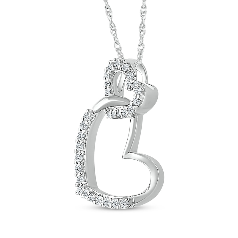 Main Image 2 of Diamond Linked-Heart Necklace 1/6 ct tw Sterling Silver 18&quot;