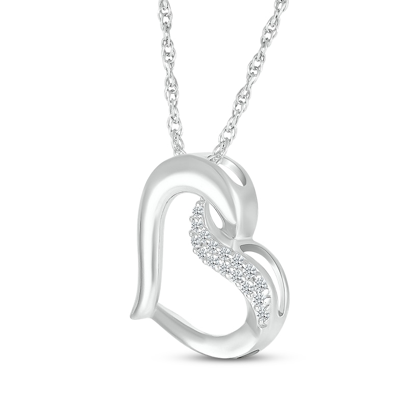 Main Image 2 of Diamond Tilted Heart Necklace 1/15 ct tw Sterling Silver 18&quot;