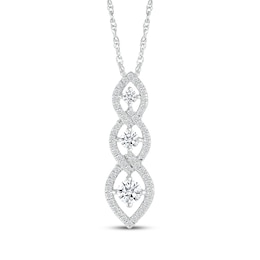 Diamond Three-Stone Link Necklace 1/2 ct tw 10K White Gold 18&quot;