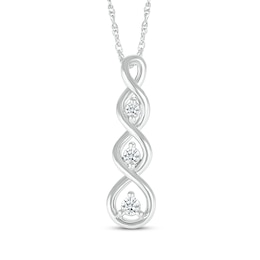 Diamond Three-Stone Swirl Necklace 1/10 ct tw 10K White Gold 18&quot;