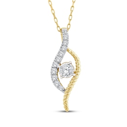 Threads of Love Diamond Swirl Necklace 1/3 ct tw 10K Yellow Gold 18&quot;