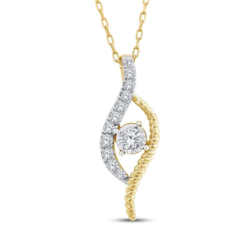 Main Image 1 of Threads of Love Diamond Swirl Necklace 1/3 ct tw 10K Yellow Gold 18&quot;