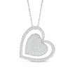 Thumbnail Image 1 of Diamond Domed Double Heart Necklace 1/2 ct tw Sterling Silver 18&quot;