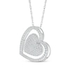 Thumbnail Image 2 of Diamond Domed Double Heart Necklace 1/2 ct tw Sterling Silver 18&quot;