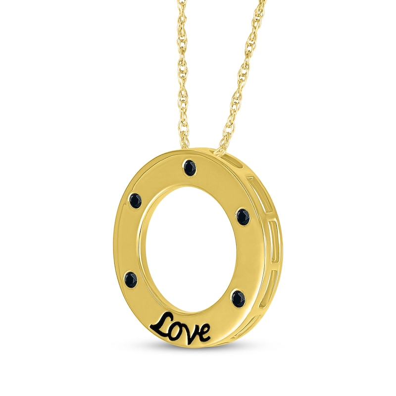 Black Diamond "Love" Circle Necklace 1/10 ct tw 10K Yellow Gold 18"