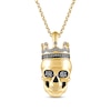 Thumbnail Image 1 of Men's Black & White Diamond Skull King Necklace 1/3 ct tw 10K Yellow Gold22&quot;