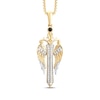 Thumbnail Image 1 of Men's Black & White Diamond Dagger with Wings Necklace 1/3 ct tw 10K Yellow Gold 22&quot;