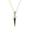 Thumbnail Image 1 of Men's Black & White Diamond Dragon Head Dagger Necklace 3/8 ct tw 10K Yellow Gold 22&quot;