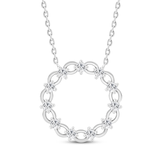 Diamond Circle Link Necklace 1/2 ct tw 10K White Gold 18"