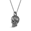 Thumbnail Image 2 of Men's Black Spinel Skull Necklace Sterling Silver 24&quot;