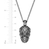 Thumbnail Image 5 of Men's Black Spinel Skull Necklace Sterling Silver 24&quot;