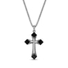 Thumbnail Image 0 of Men's Black Onyx Cross Necklace Sterling Silver 24"