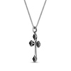 Thumbnail Image 1 of Men's Black Onyx Cross Necklace Sterling Silver 24"