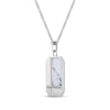 Thumbnail Image 2 of Men's Howlite & White Lab-Created Sapphire Octagon Dog Tag Necklace Sterling Silver 24&quot;