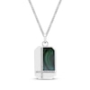 Thumbnail Image 1 of Men's Malachite & White Lab-Created Sapphire Dog Tag Pendant Sterling Silver 24&quot;