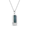 Thumbnail Image 2 of Men's Malachite & White Lab-Created Sapphire Dog Tag Pendant Sterling Silver 24&quot;