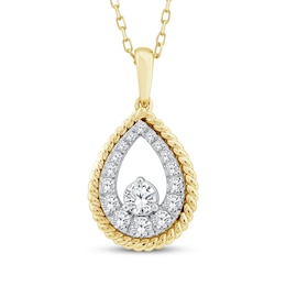 Threads of Love Diamond Teardrop Necklace 1/2 ct tw 10K Yellow Gold 18&quot;