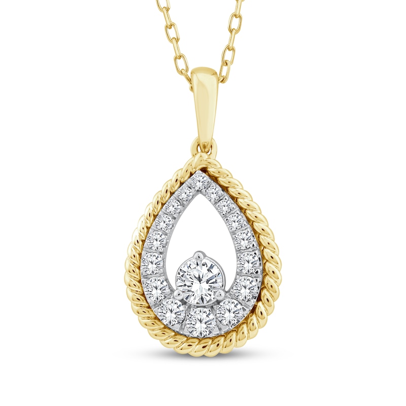 Main Image 1 of Threads of Love Diamond Teardrop Necklace 1/2 ct tw 10K Yellow Gold 18&quot;