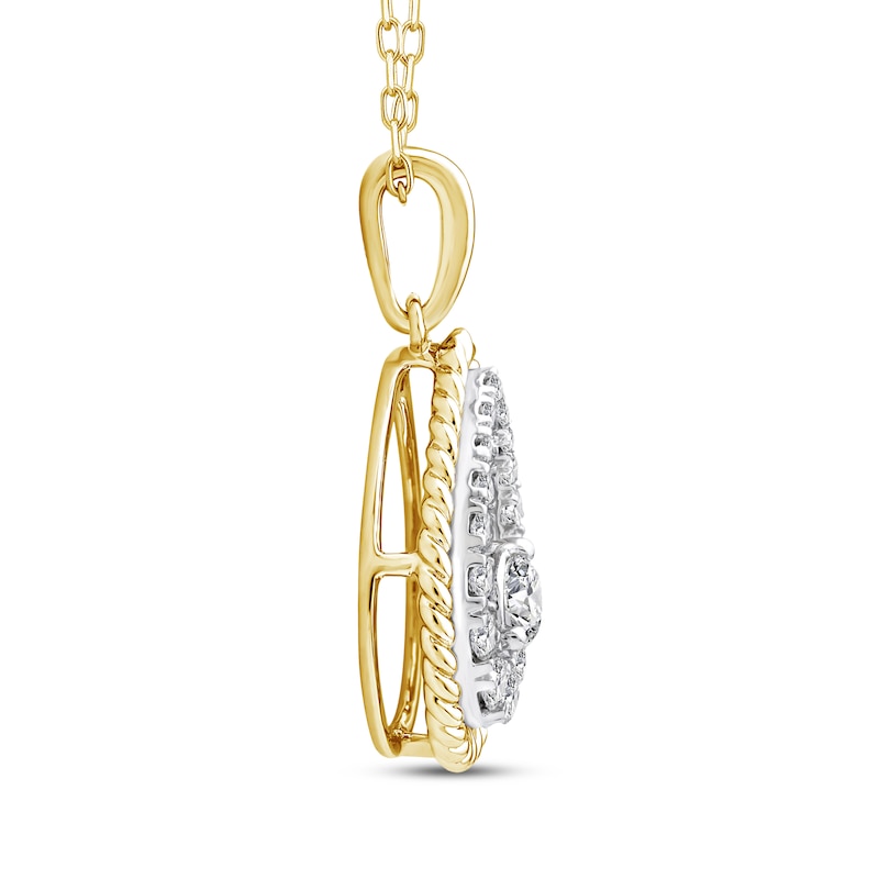 Main Image 2 of Threads of Love Diamond Teardrop Necklace 1/2 ct tw 10K Yellow Gold 18&quot;