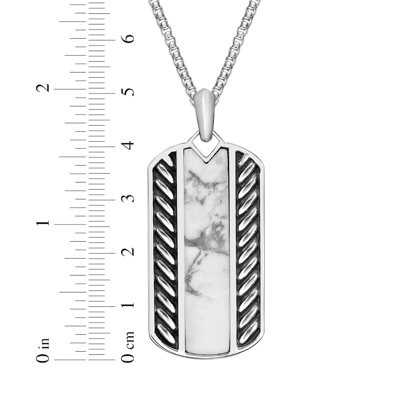 Main Image 6 of Men's Howlite Dog Tag Necklace Sterling Silver 24&quot;