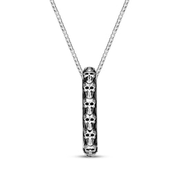 Men's Howlite Stacked Skulls Necklace Sterling Silver 24&quot;