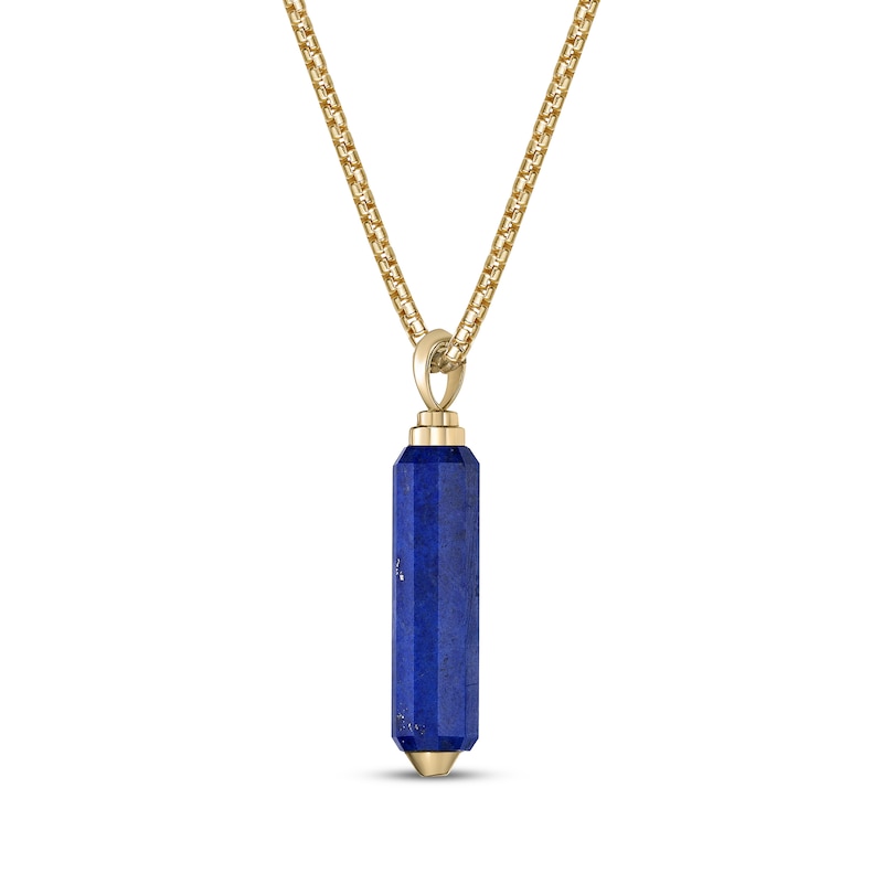 Men's Lapis Lazuli Necklace 14K Yellow Gold-Plated Sterling Silver 24"