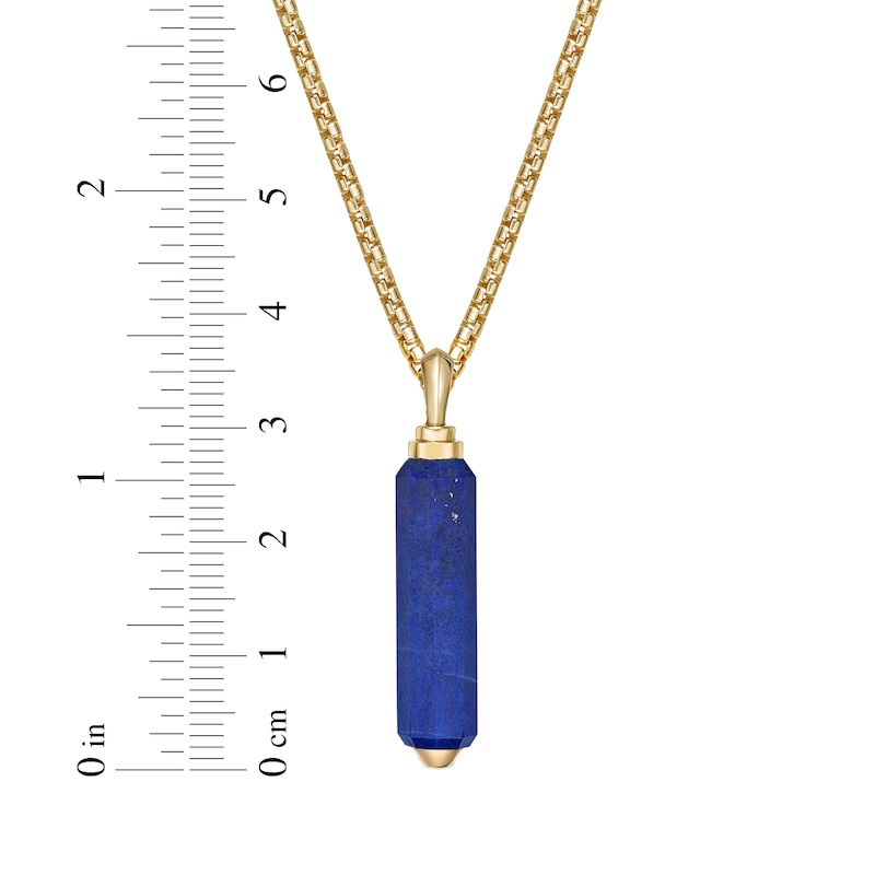 Men's Lapis Lazuli Necklace 14K Yellow Gold-Plated Sterling Silver 24"