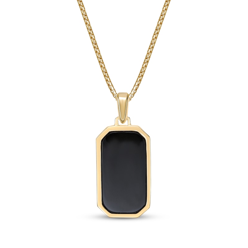 Main Image 3 of Men's Tiger's Eye Quartz, Black Spinel & Black Onyx Necklace 14K Yellow Gold-Plated Sterling Silver 24&quot;