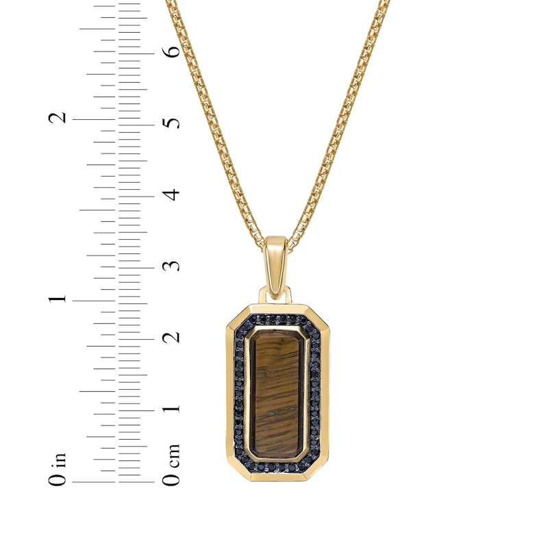 Main Image 6 of Men's Tiger's Eye Quartz, Black Spinel & Black Onyx Necklace 14K Yellow Gold-Plated Sterling Silver 24&quot;