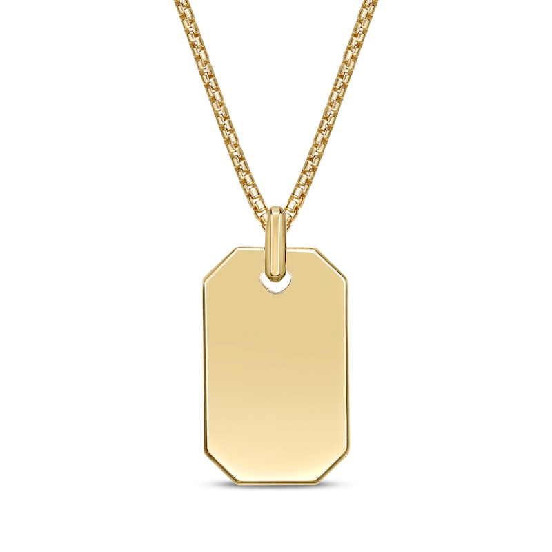 Main Image 3 of Men's Tiger's Eye Quartz Dog Tag Necklace 14K Yellow Gold-Plated Sterling Silver 24&quot;