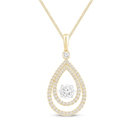 Unstoppable Love Diamond Double Teardrop Necklace 3/4 ct tw 10K Yellow Gold 19&quot;