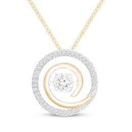 Unstoppable Love Diamond Swirl Necklace 1/4 ct tw 10K Yellow Gold 19&quot;