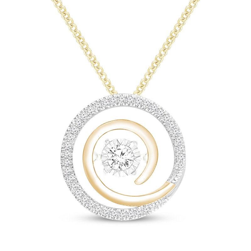 Main Image 1 of Unstoppable Love Diamond Swirl Necklace 1/4 ct tw 10K Yellow Gold 19&quot;