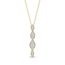 Multi-Diamond Marquise Drop Necklace 1/5 ct tw 10K Yellow Gold 18&quot;